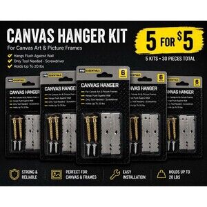 5 FOR $5 Pro Essentials Canvas Hanger Kit Bundle Heavy Duty Wall Mount Hardware.